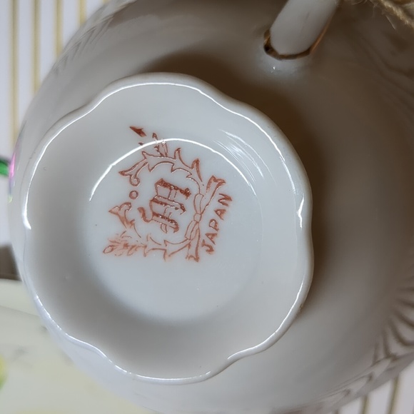 Orphan Porcelain Cup, Morimura M Backstamp, Purple Pansies Floral Tea Cup, Japan - Picture 3 of 4